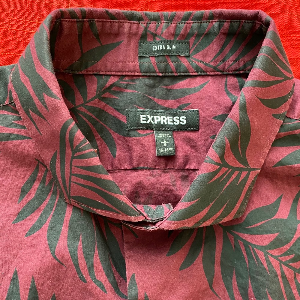 Express Extra Slim Patterned Button Down Shirt - image 1